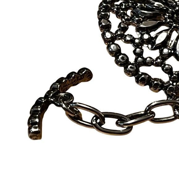 Lace Silver Tone Bracelet Toggle Closure Gift for Her Holiday Gift Gifting - Picture 6 of 10